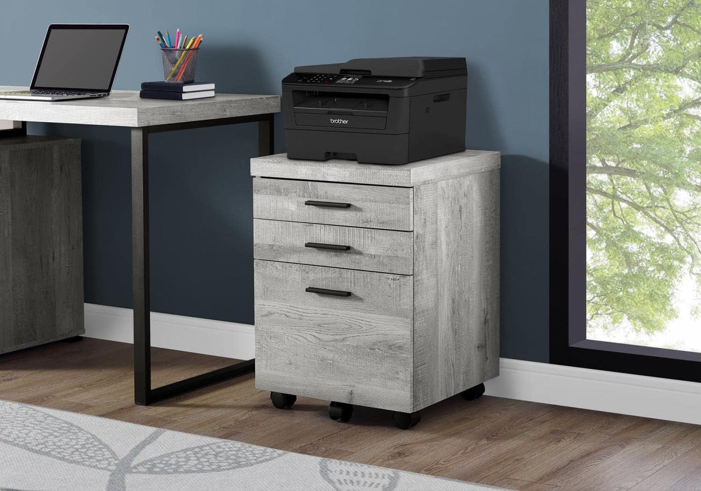 I 7401 Rolling File Cabinet 3-Drawer Gray Laminate