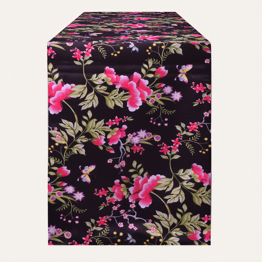 Printed Table Runner - Saku Black Floral Decorative Indoor Outdoor Runner