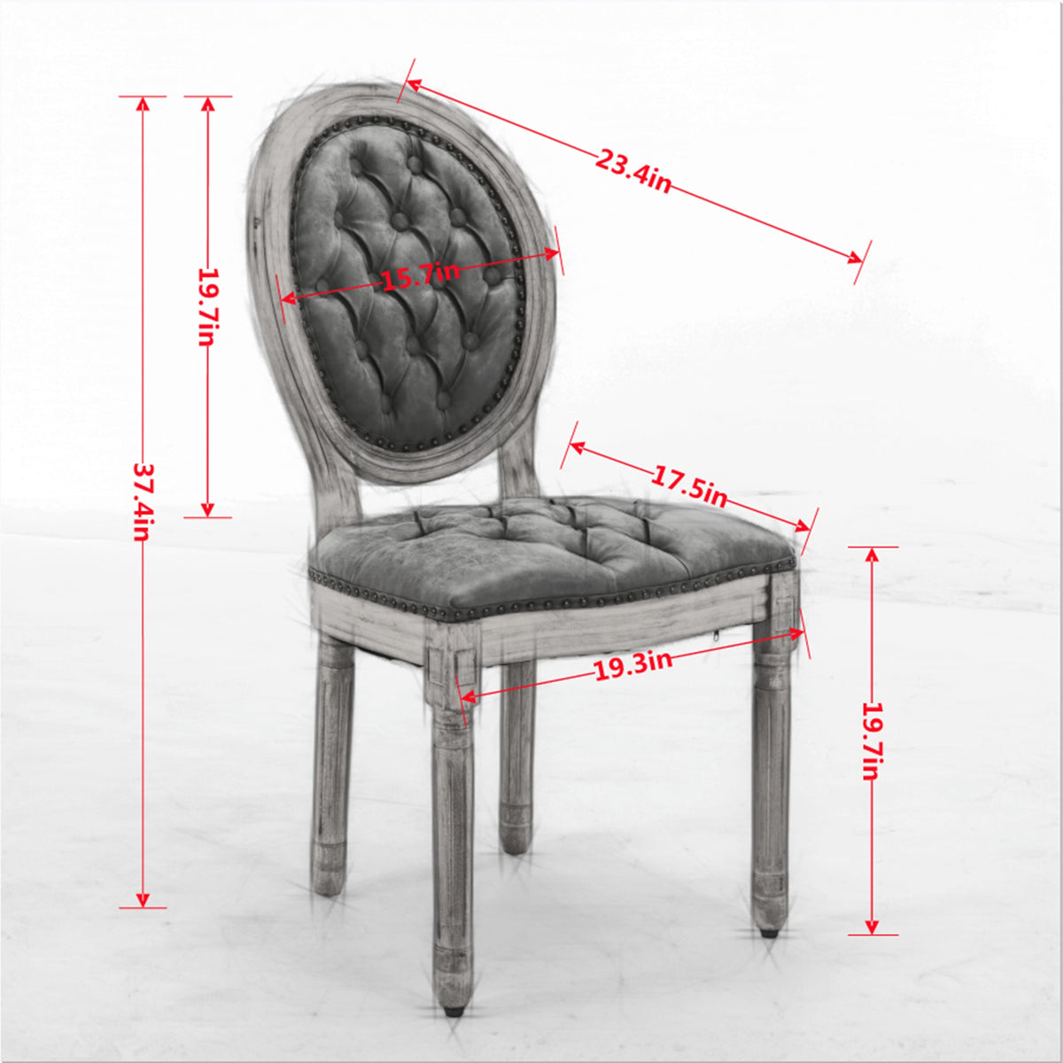 French Style Solid Wood Frame Dining Chair Set of 2