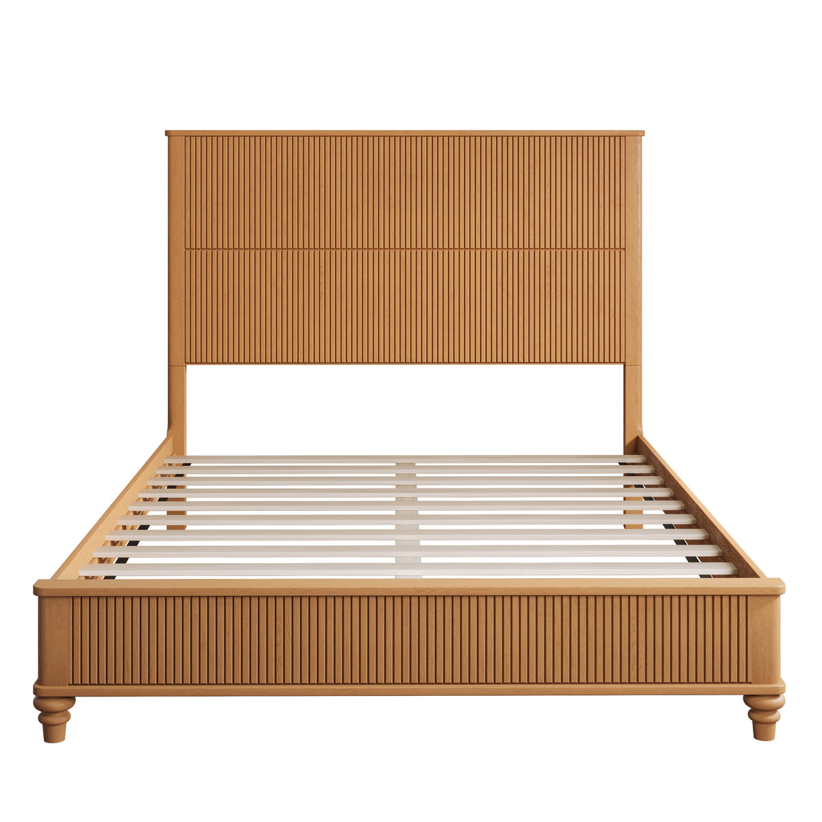 Solid Wood Bed Frame with Tall Headboard