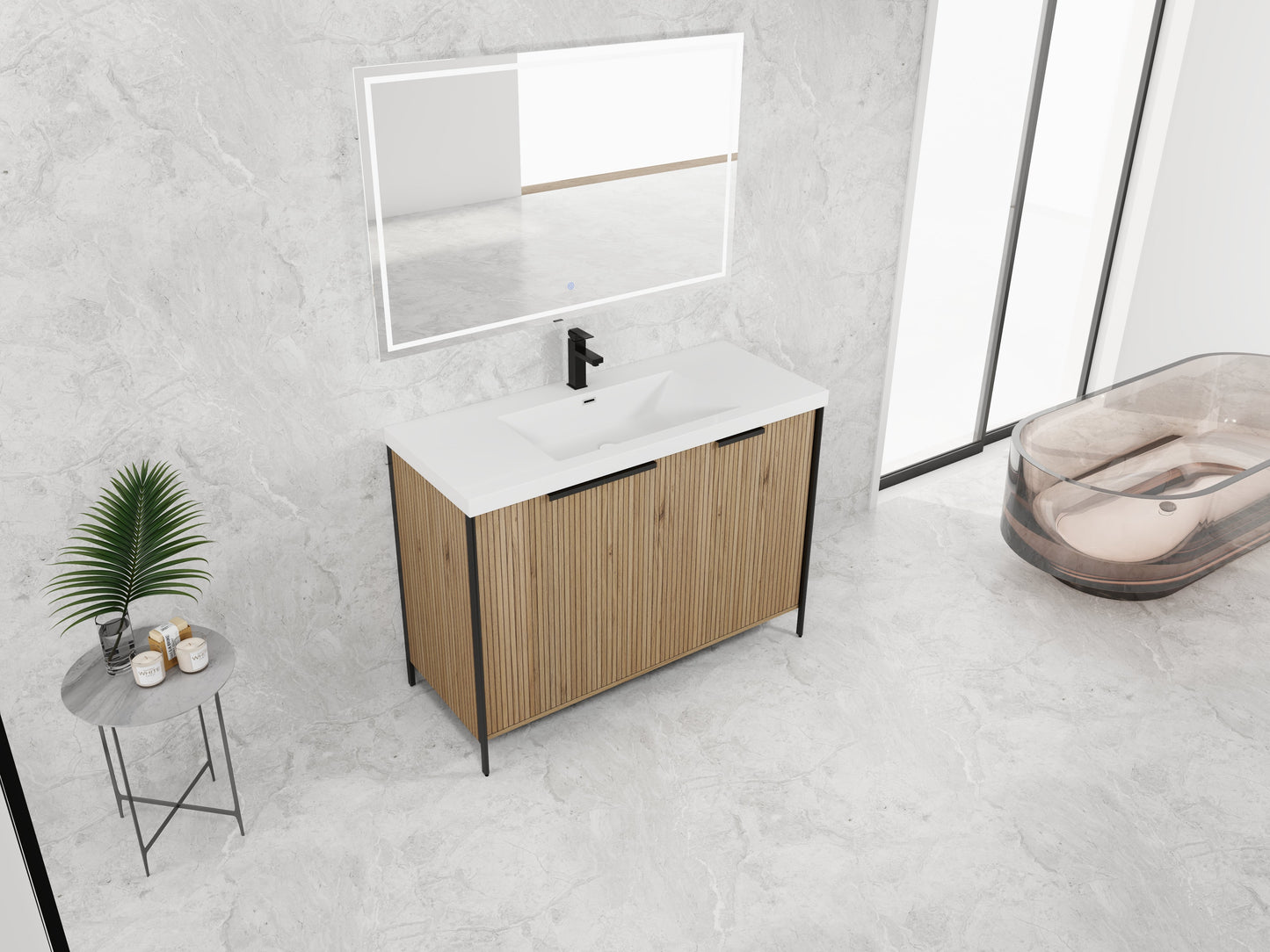 48" Freestanding Bathroom Vanity with Resin Sink