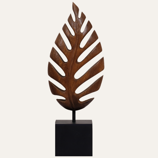 Handmade Wooden Sculpture – Acacia Wood Leaf Décor | Unique Nature Inspired Art Piece