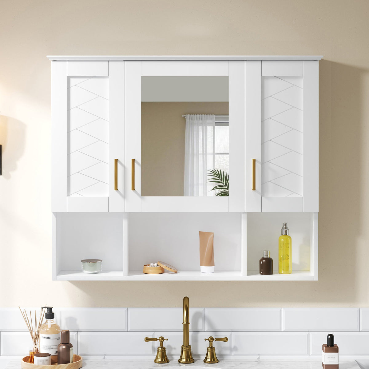 35 Inch 2-in-1 Wall Mounted Medicine Cabinet