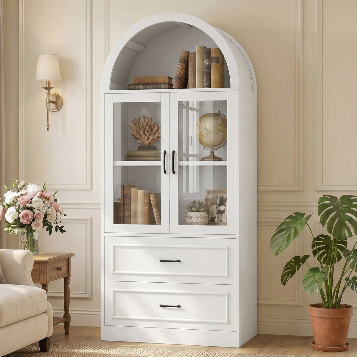 Modern Minimalist Arched Top Storage Cabinet