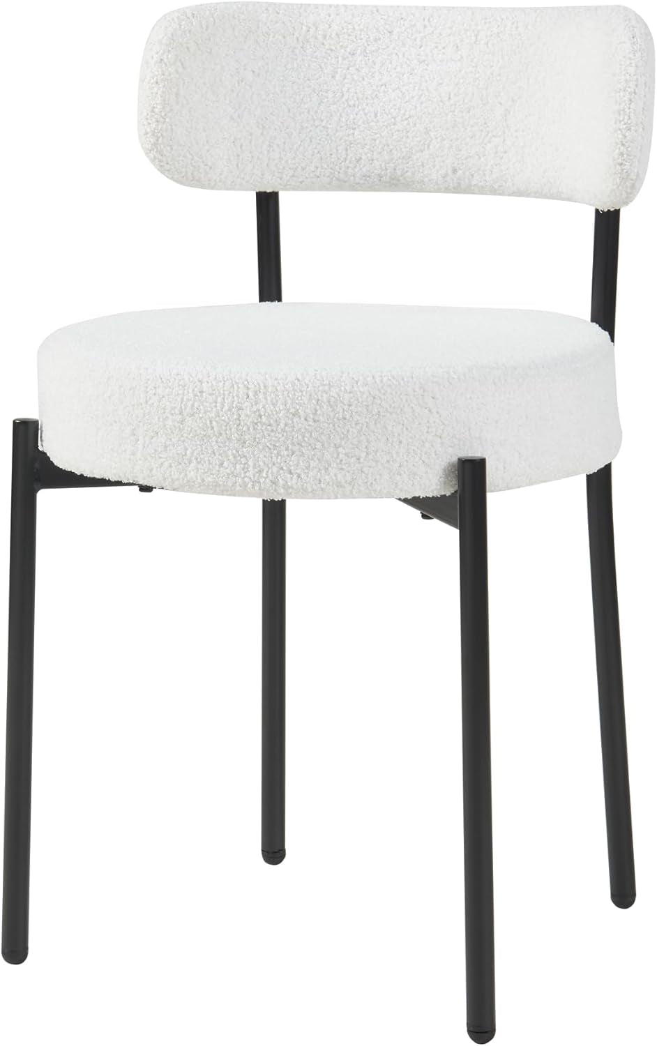 White Boucle Dining Chairs Set Of 2 For Dining Room