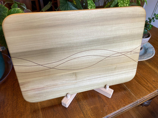 Solid Poplar charcuterie board - Peruvian Walnut banding/inlay.