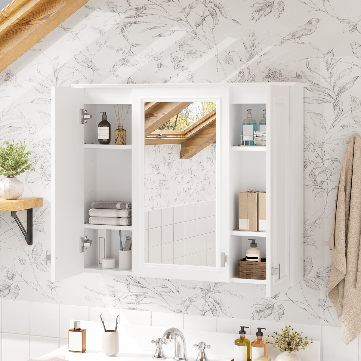 35 Inch 2-in-1 Bathroom Wall Cabinet