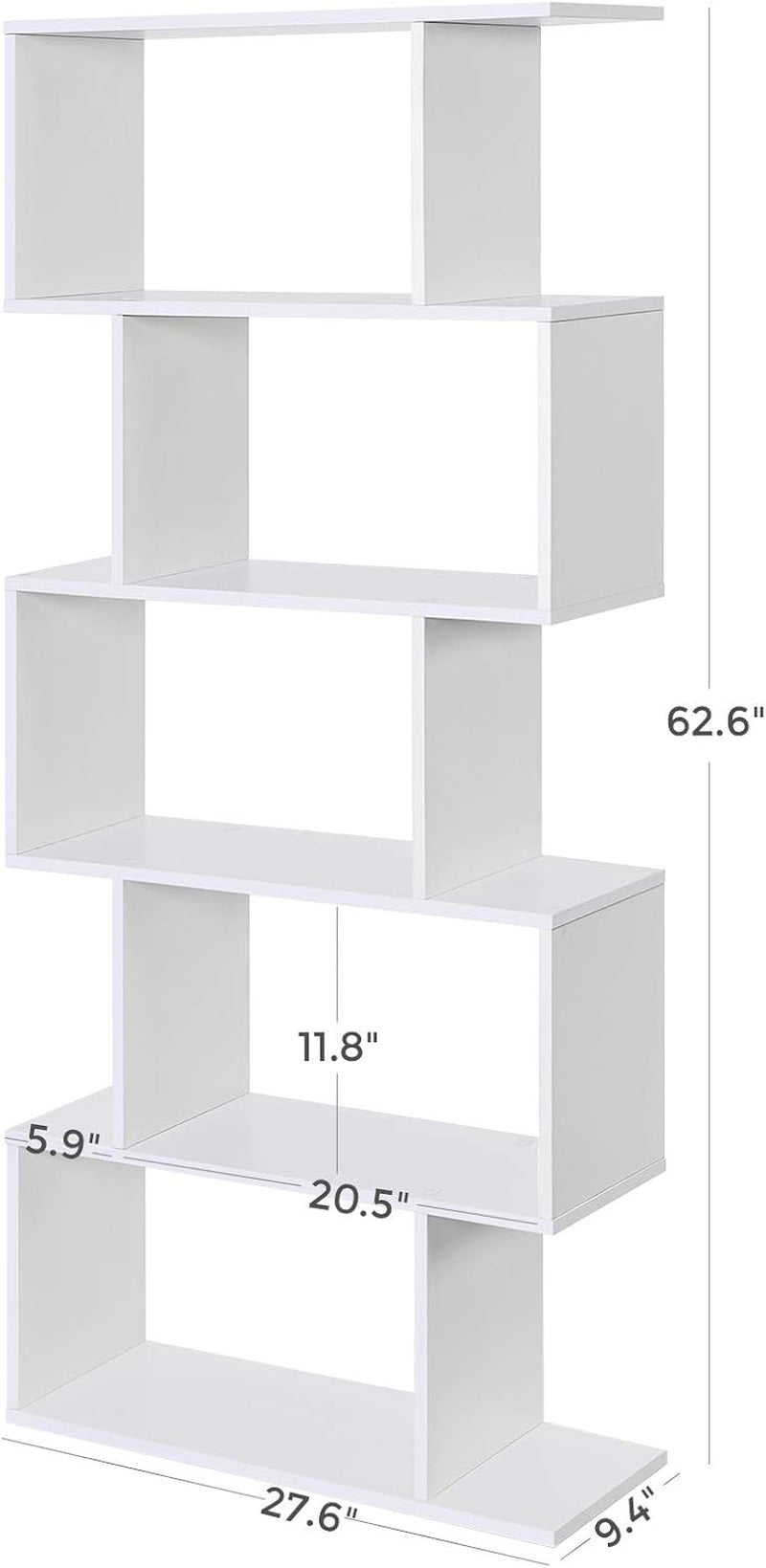 Wooden Bookcase Display Shelf Room Divider 5 Tier White