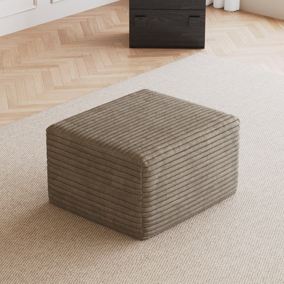 Camel Plush Corduroy Sofa Ottoman