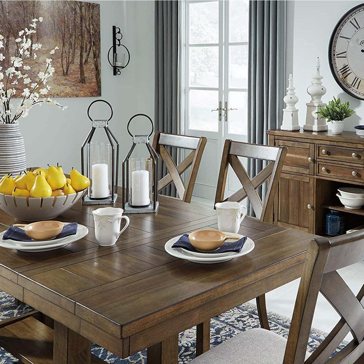 Farmhouse Dining Extension Table Seats 8 Distressed Nutmeg