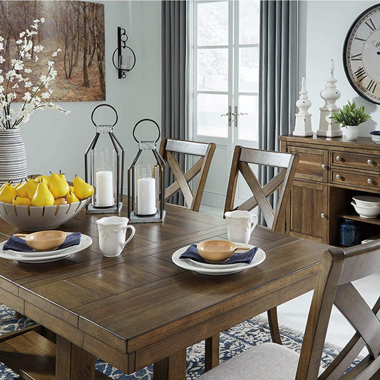 Farmhouse Dining Extension Table Seats 8 Distressed Nutmeg