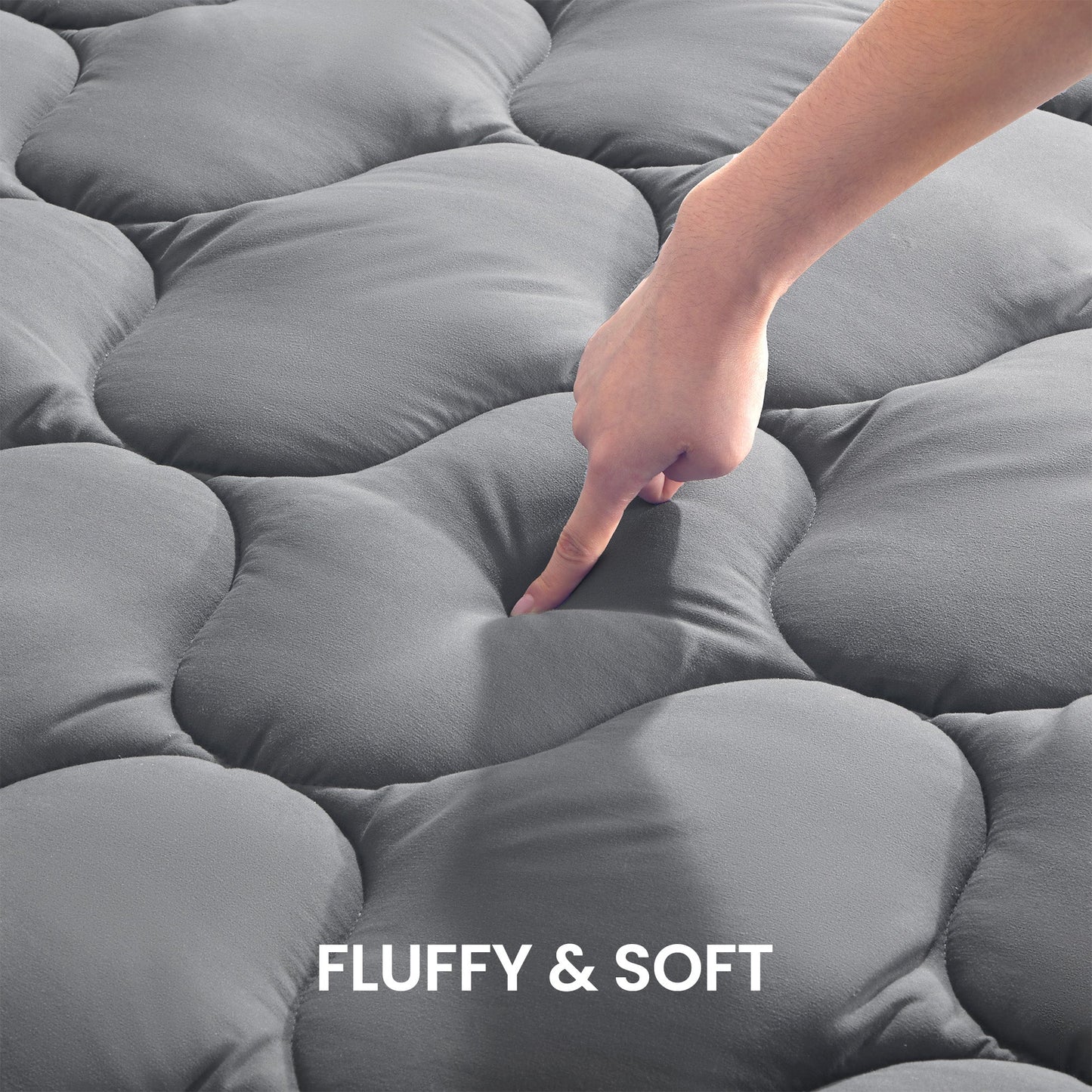 Quilted Fitted Mattress Pad-Grey