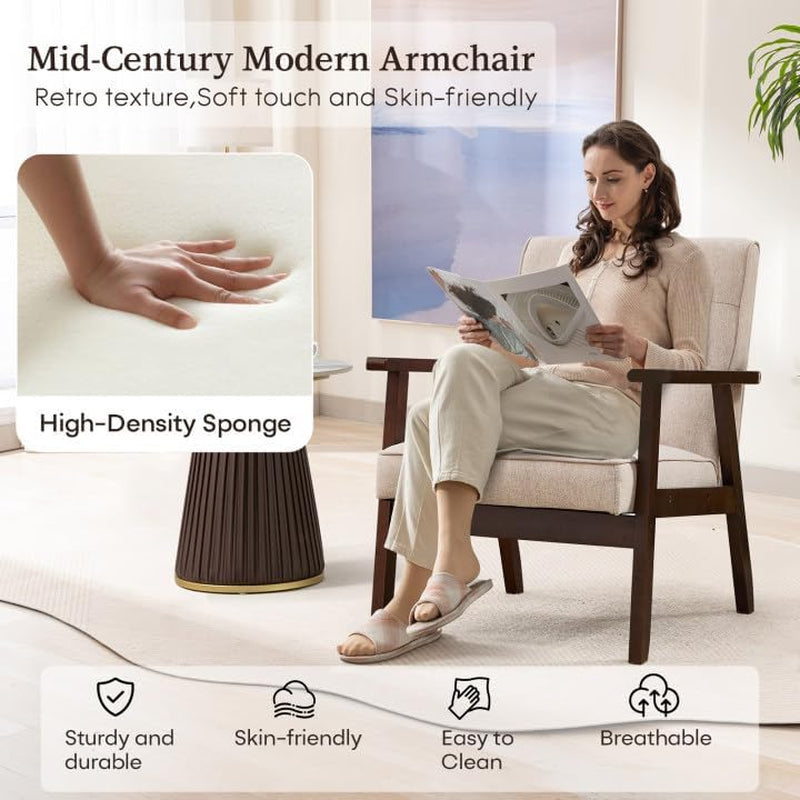Mid-Century Fabric Upholstered Armchair Set Of Two