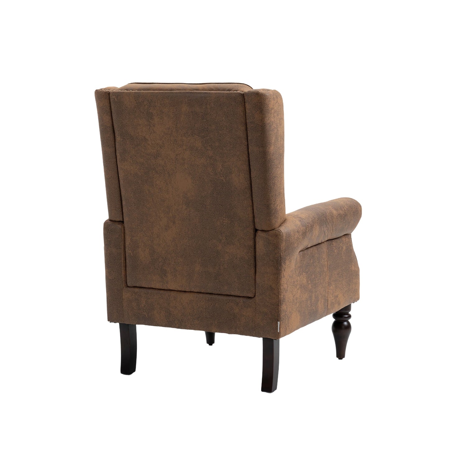 Modern Coffee Wood Frame Armchair with Microsuede Upholstery