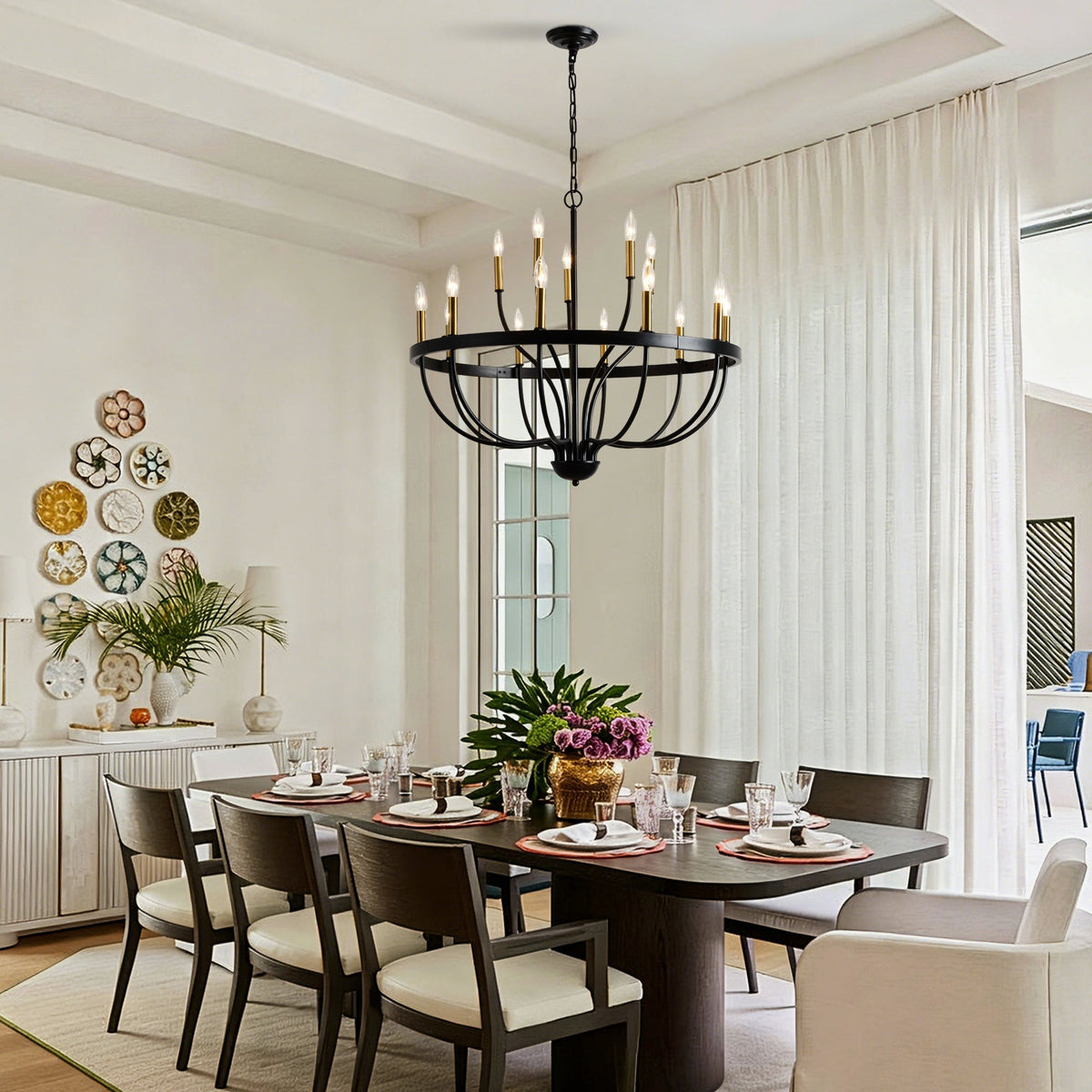 15-Light Iron Candle Chandelier