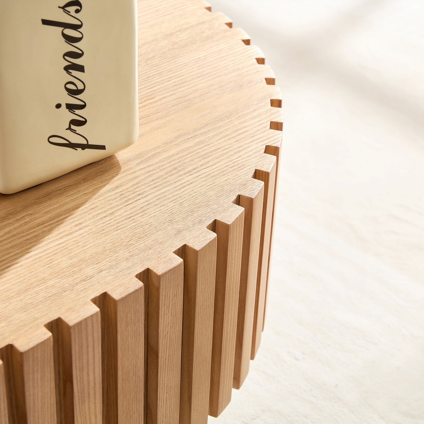 43.70 Inch Modern Handcraft Drum Coffee Table