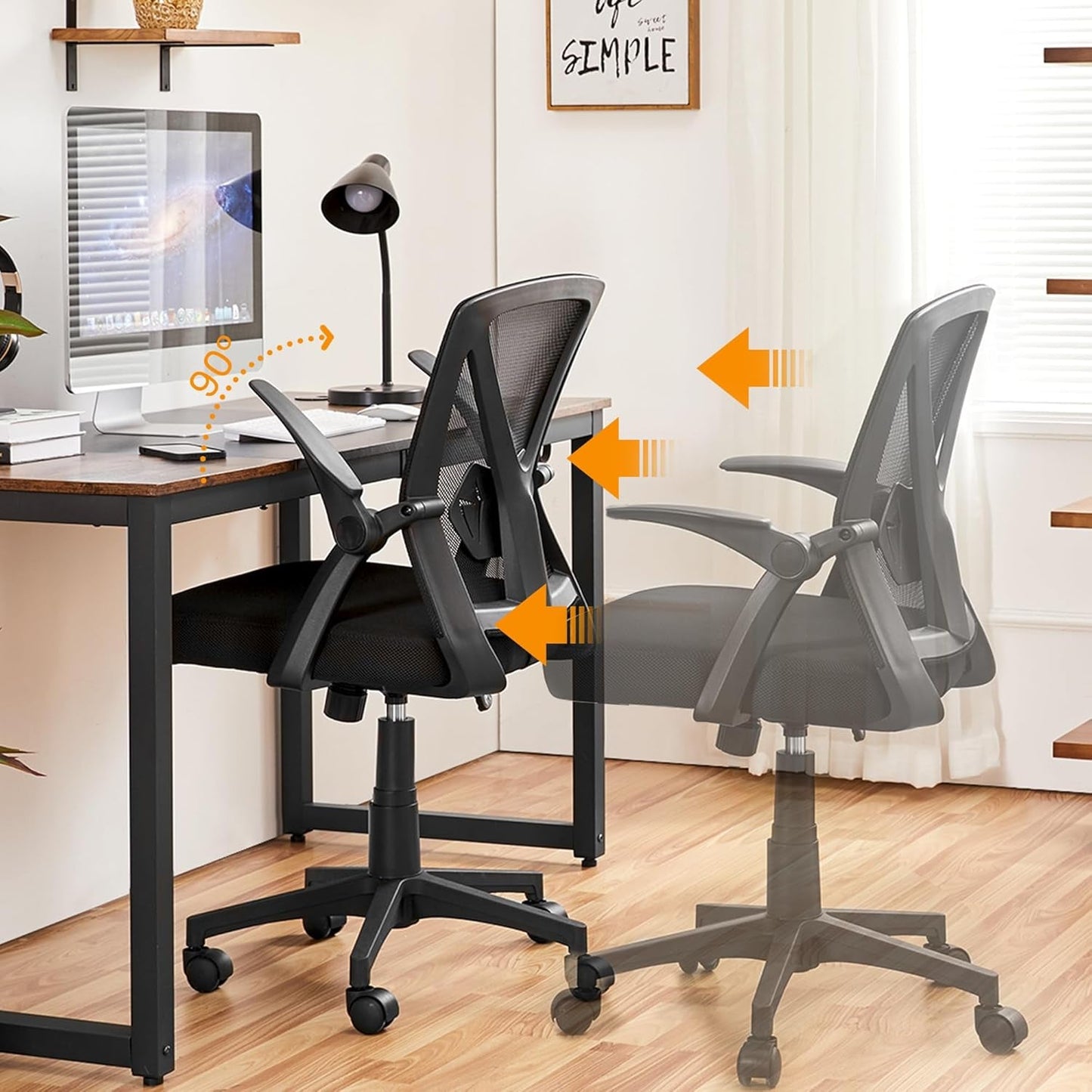 Black Ergonomic Mesh Office Chair With Adjustable Height