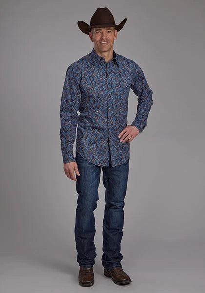 Roper 2172 River Paisley (Blue) - Men's Western Shirt