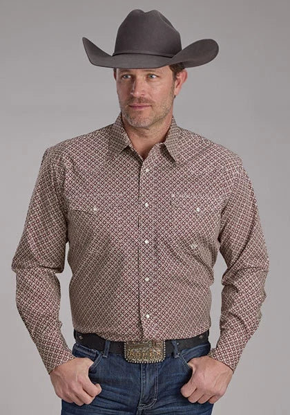 Roper 2250 Stretch Foulard (Wine) - Men's Western Shirt