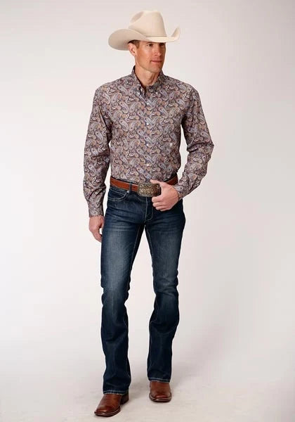 Roper 00996 Country Paisley (Blue) - Men's Western Shirt