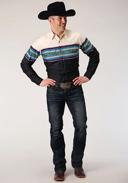 Roper 1296 Serape Border (Black) - Men's Western Shirt
