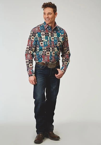 Roper 1909 Vintage Patchwork Print (Multi) - Men's Western Shirt