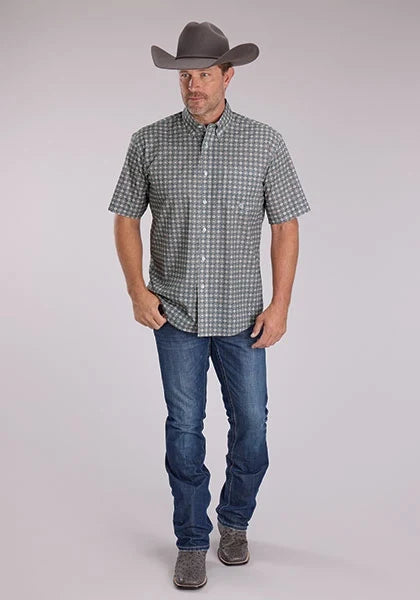 Roper 2501 Medallion Foulard (Grey) - Men's Short Sleeve Shirt