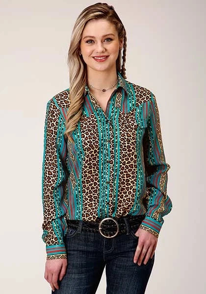 Roper 01418 Wild Stripe (Leopard) - Women's Western Blouse