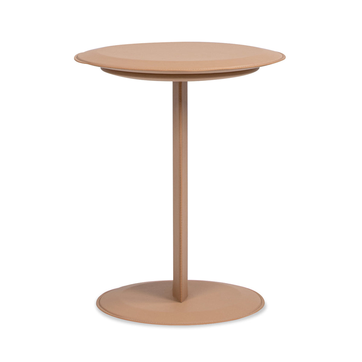 Mode 18" Leatherette Round C-Shaped Sofa Side Table