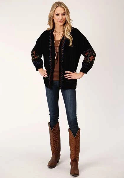 Roper 1421 Floral Velvet (Black) - Women's Jacket