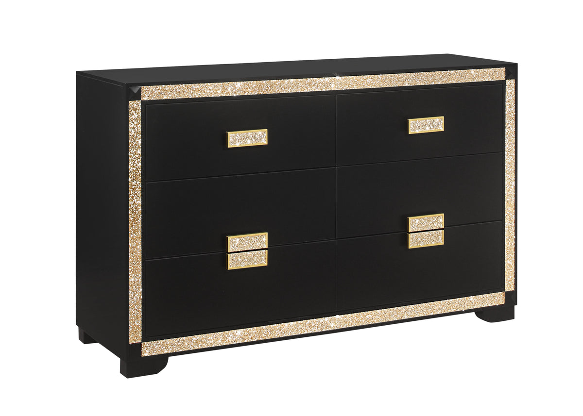 Lively Black/Gold Queen Bedroom Set