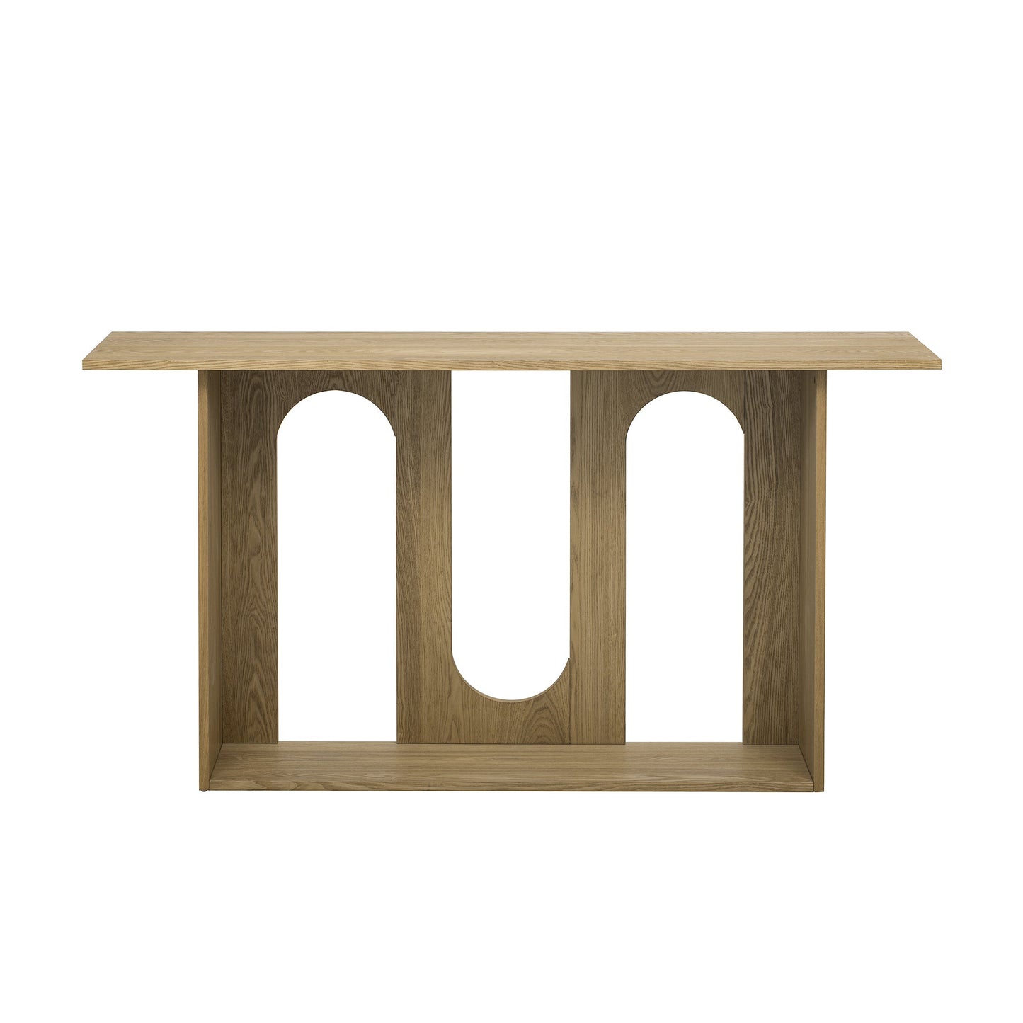 U_STYLE Modern and Curved Design Ash Veneer Console Table with Shelf,Suitable for Entryway,Hallway Living Room,Foyer,Corridor