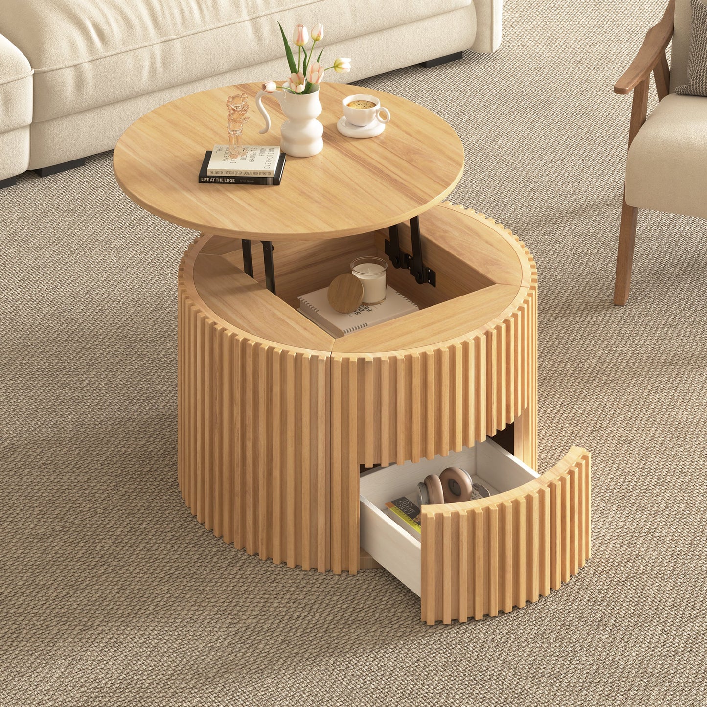 Vibe Haus Round Lift Top Coffee Table