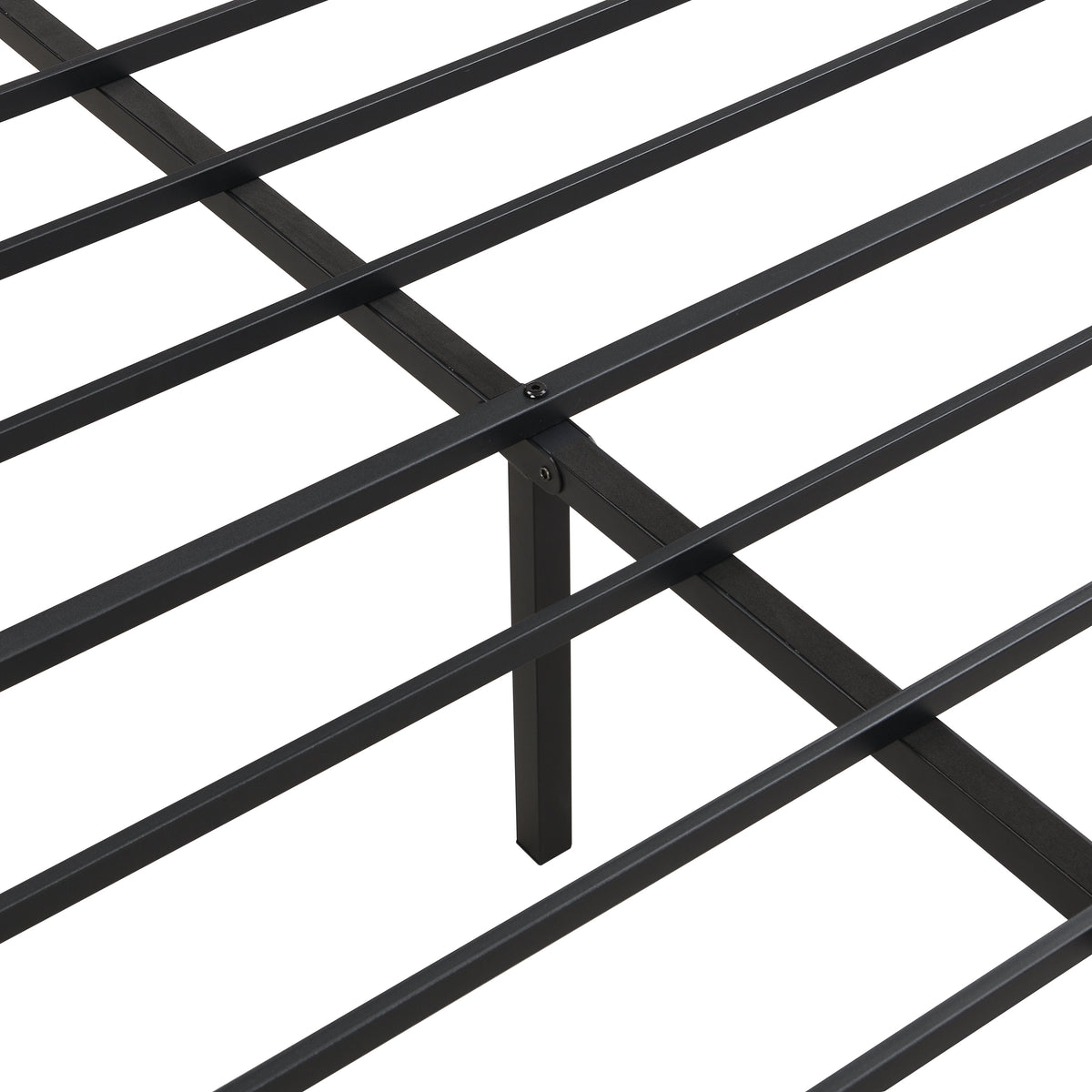 Queen Size Metal Bed Frame with Wood Panel Decoration