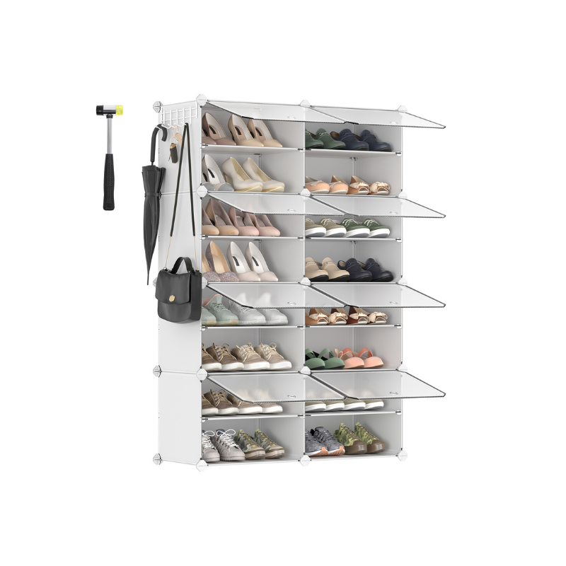 8 Cubes Shoe Organizer with Doors, Holds Up to 32 Pair of Shoes