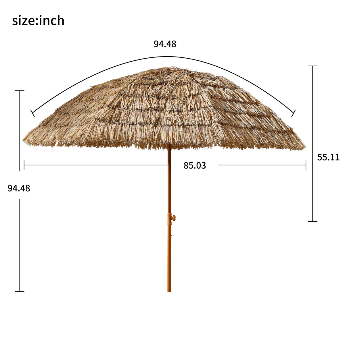 8' Thatch Patio Tiki Umbrella