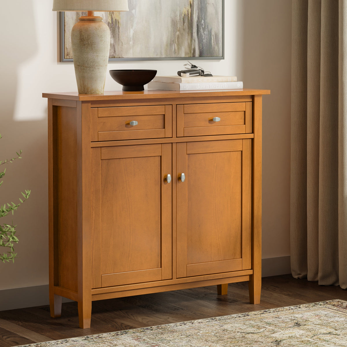 Warm Shaker Solid Wood Entryway Storage Cabinet