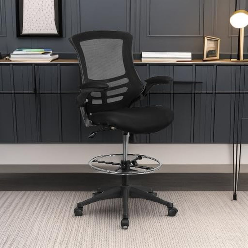 Kelista Mid Back Swivel Office Chair With Flip Up Armrests And Adjustable Height