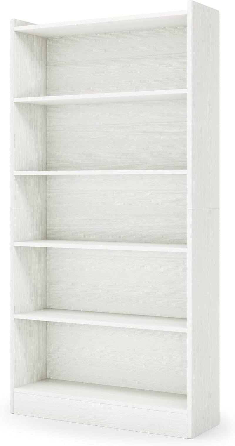Tall White Six Tier Bookcase 72 Inches Contemporary Wood