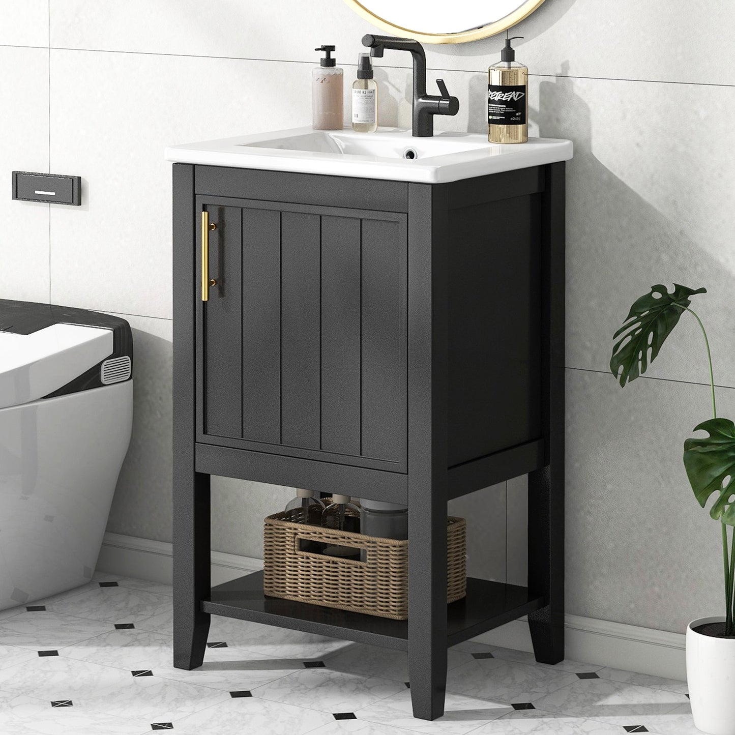 20" Bathroom Vanity with Sink - Black Cabinet