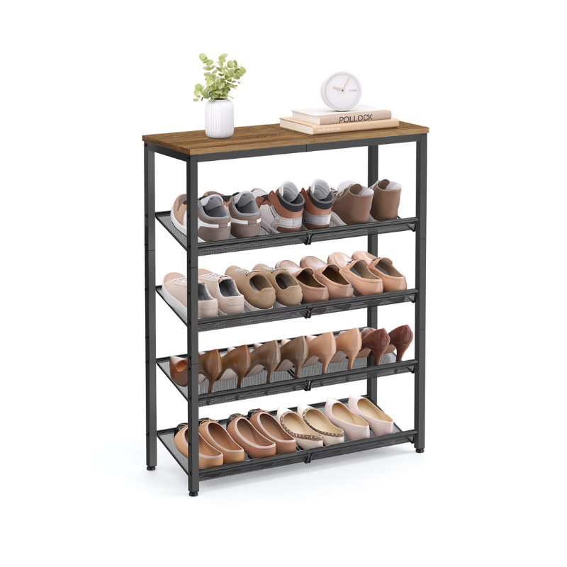 5-Tier Shoe Rack with Storage Shelves and Spacious Top