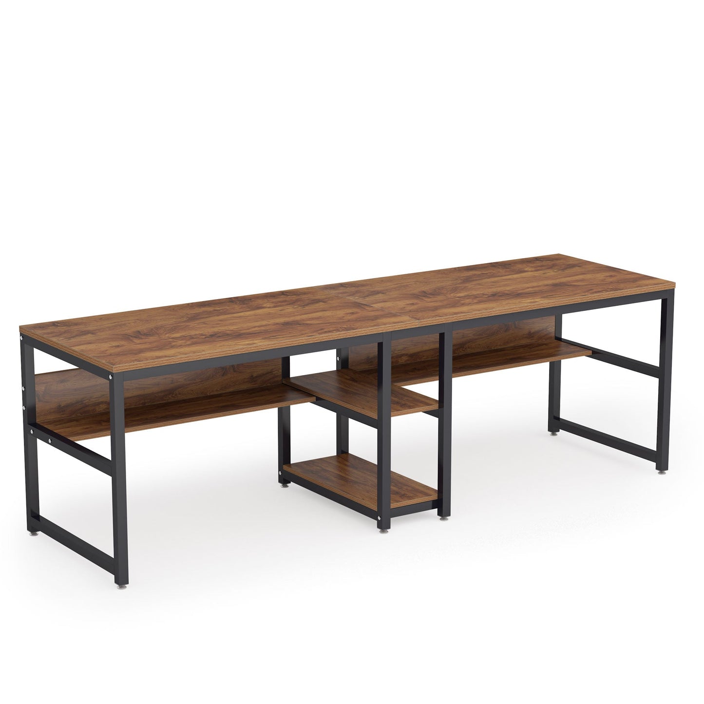 78.7" Double Desk for Two Persons with Bookshelves