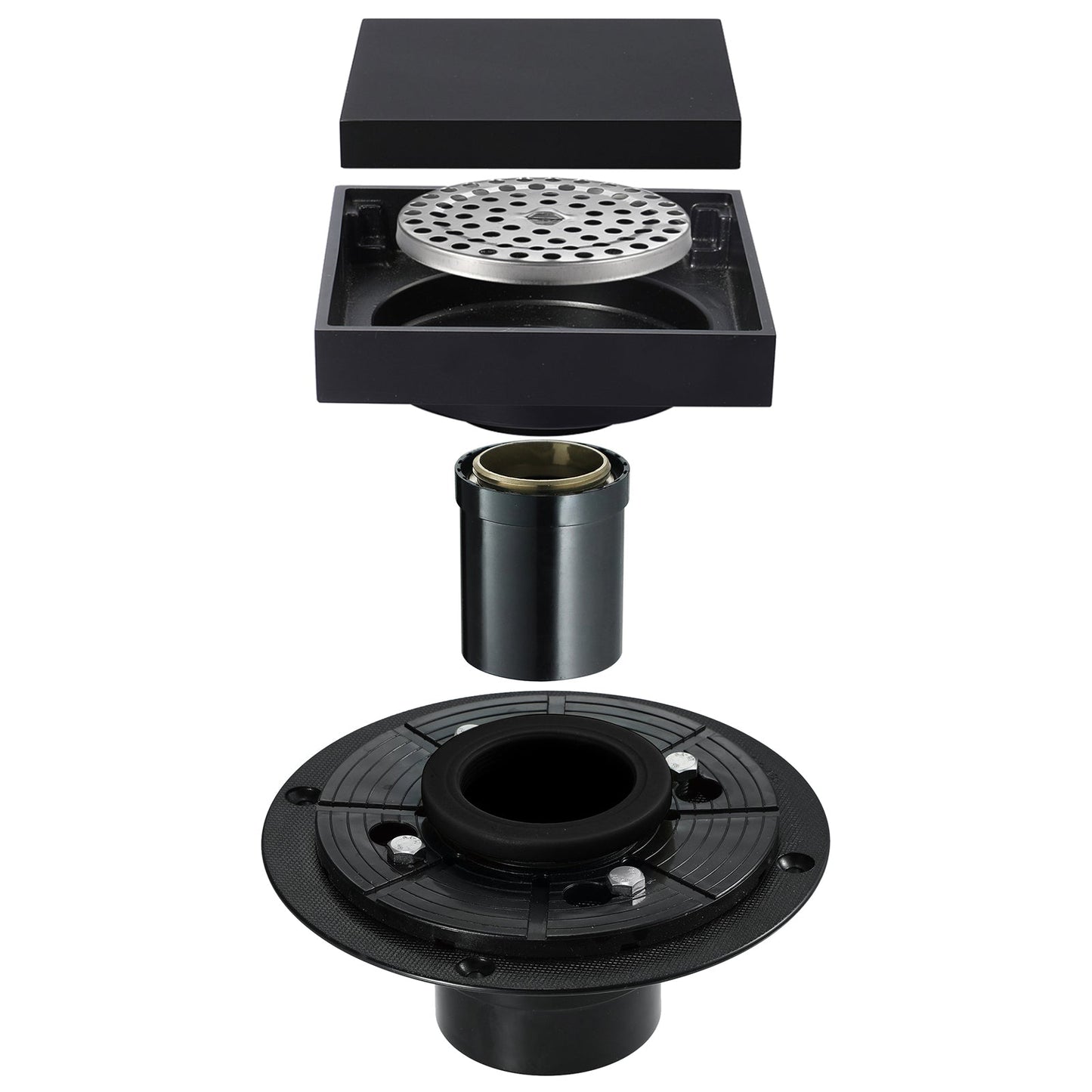 Matte Black brass floor drain 4x4inch