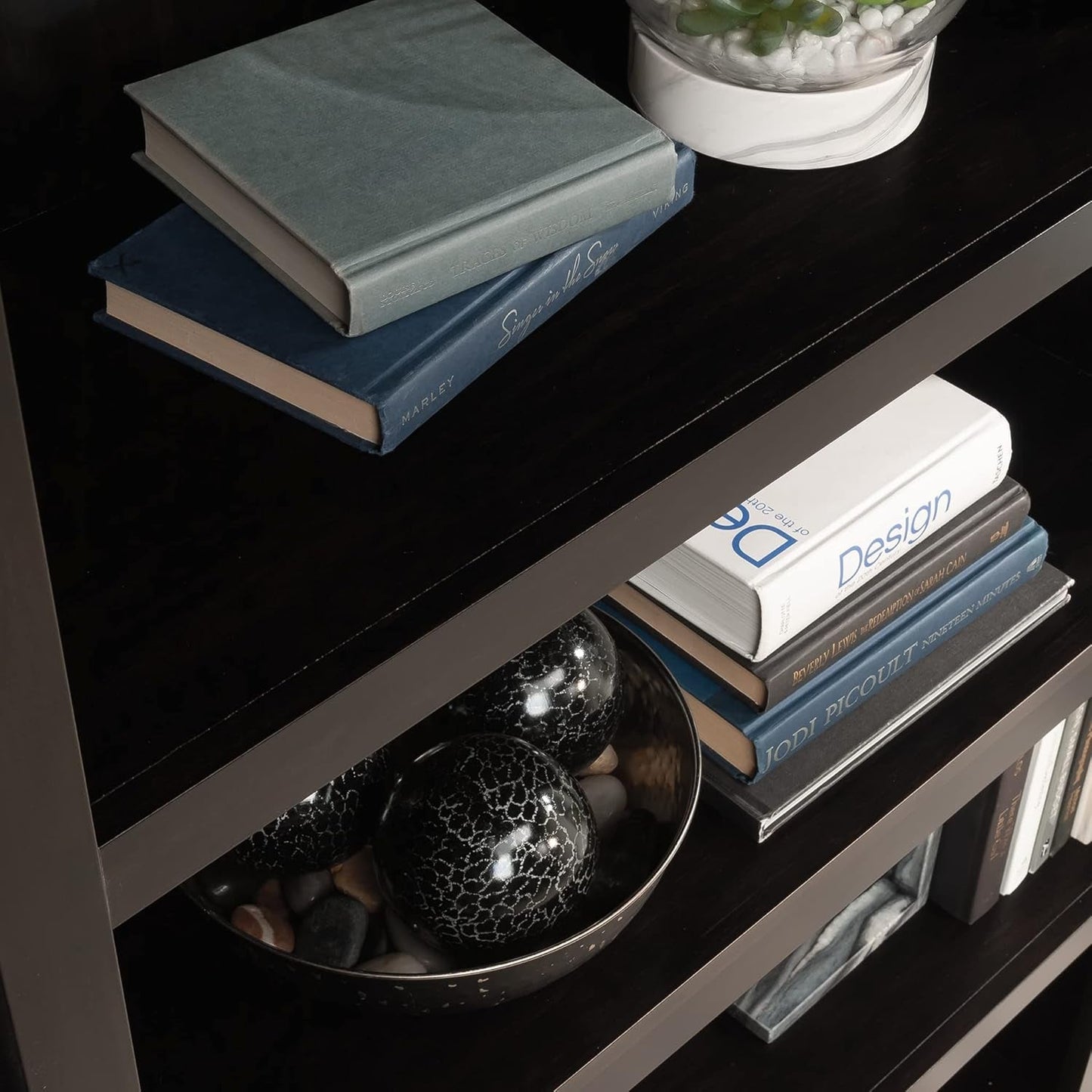 Estate Black 5 Shelf Bookcase 35.28 x 13.23 x 69.76 Inches
