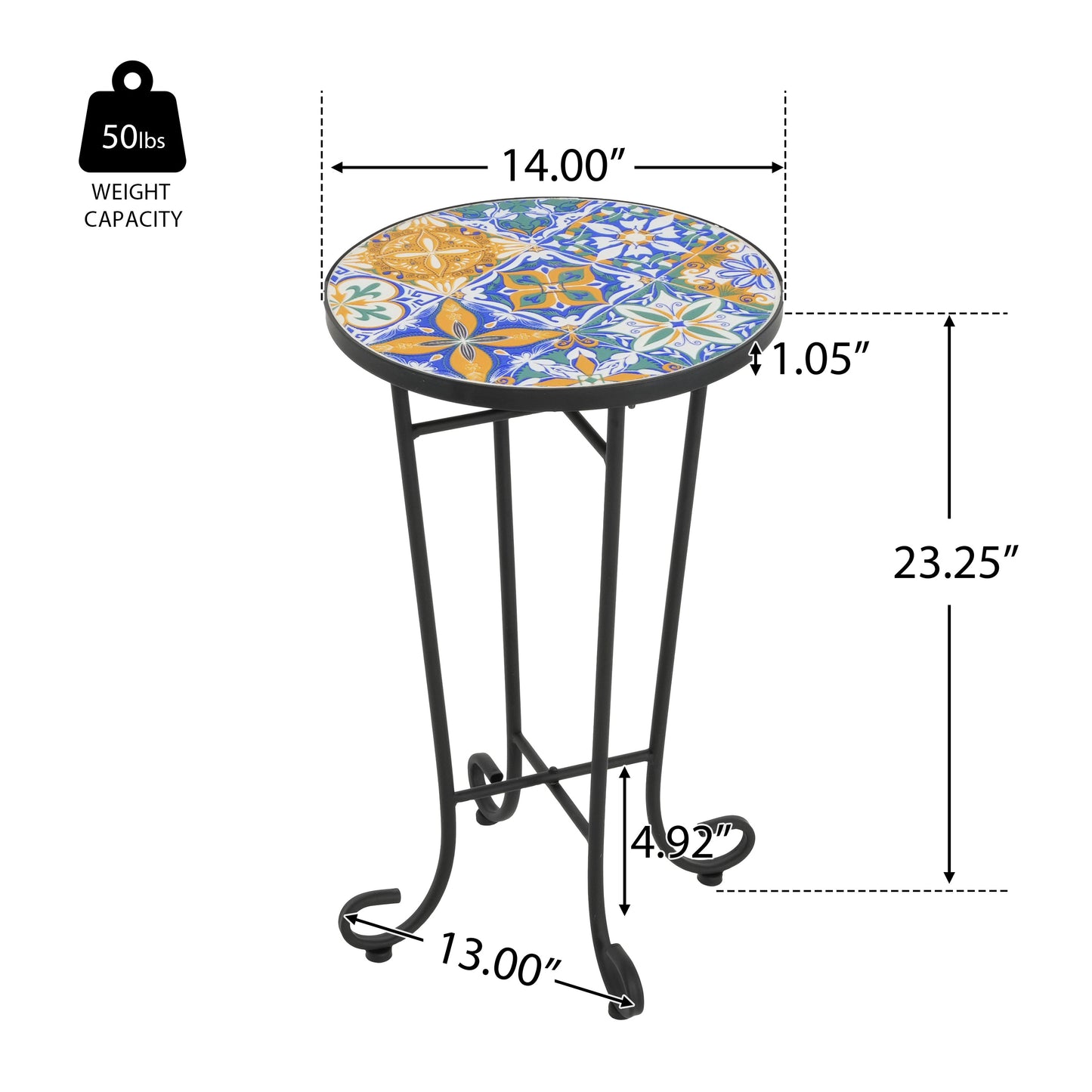 Colorful Black Patio Side Table