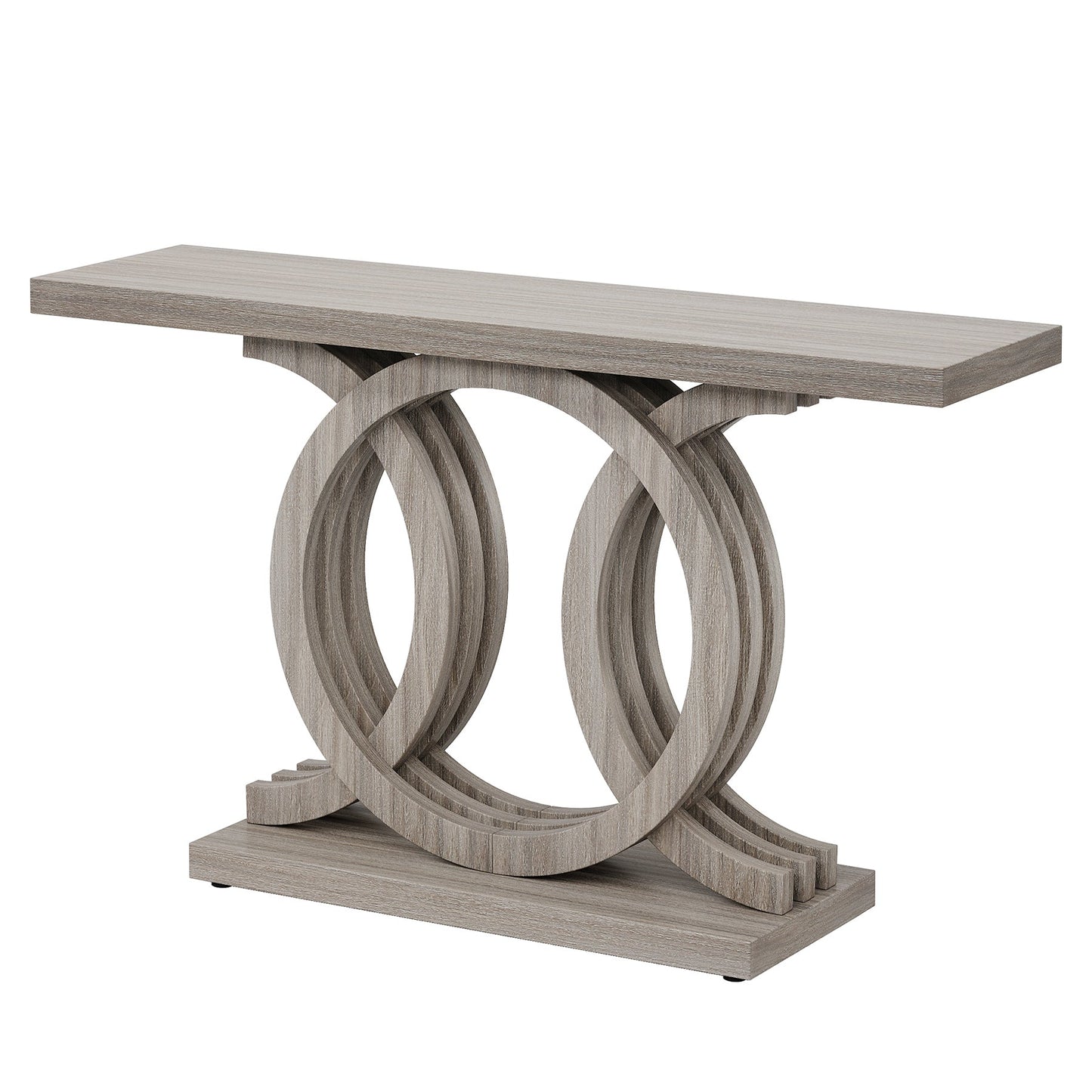 55” Farmhouse Console Table with Geometric Wooden Base