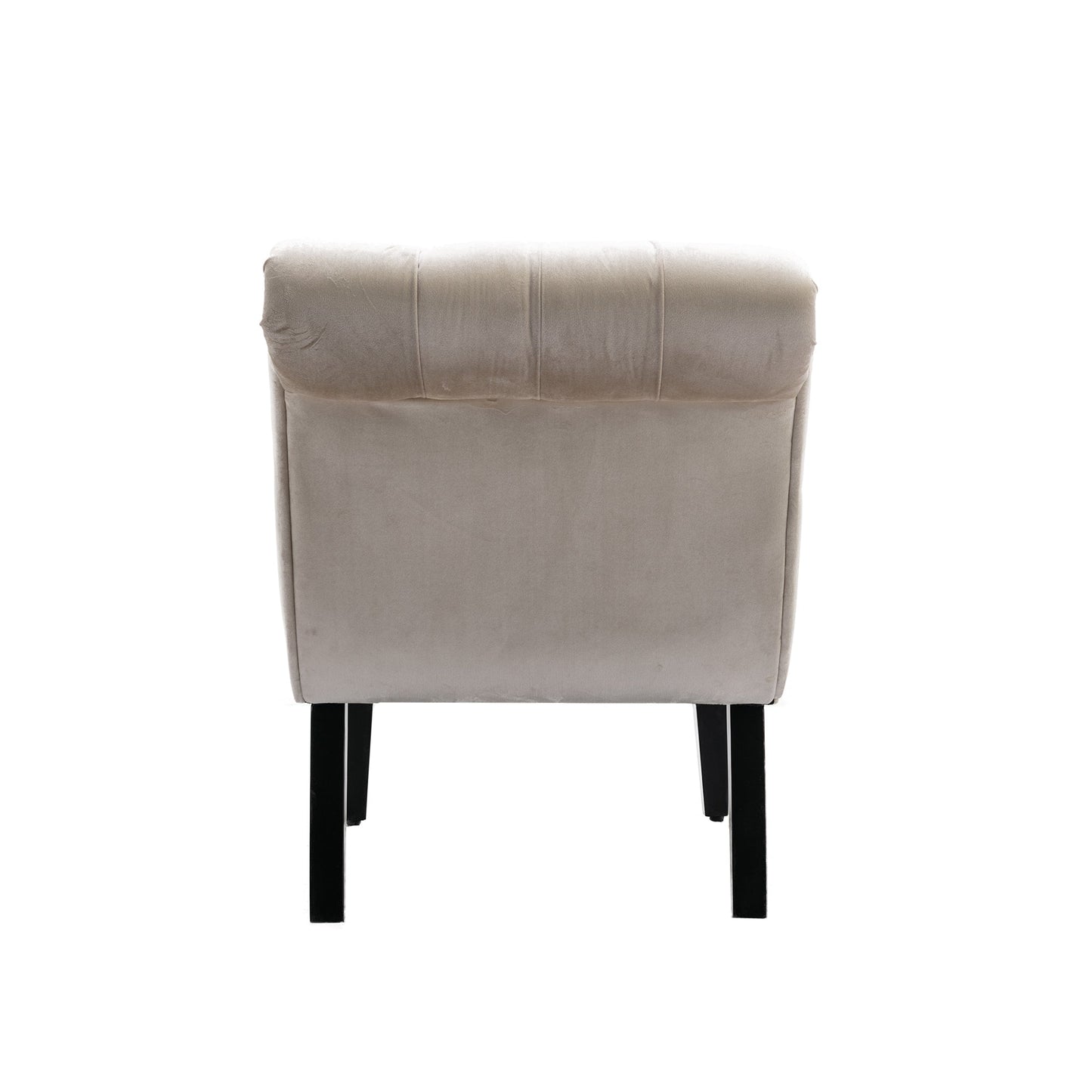 COOLMORE Modern Velvet Armless Accent Living Room Chair / Leisure Chair,Upholstered Fabric Button Comfortable Chair with Wooden Legs for Bedroom, Living Room, Office (Beige Velvet)