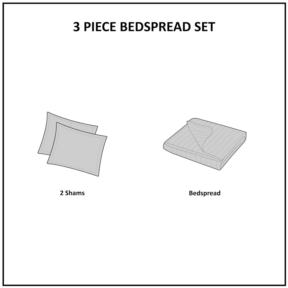 3 Piece Reversible Bedspread Set Khaki King/Cal King