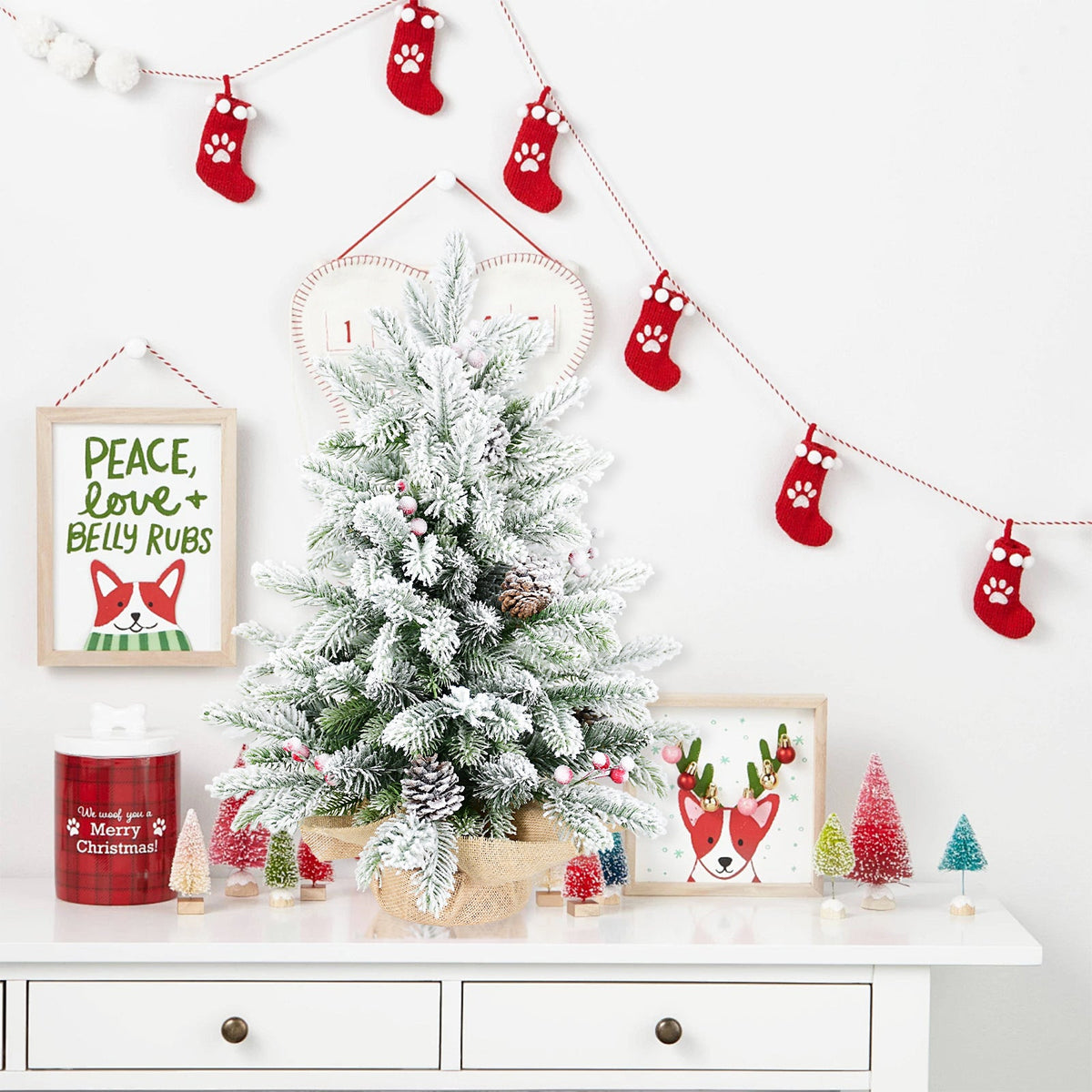 3FT Flocked Tabletop Christmas Tree
