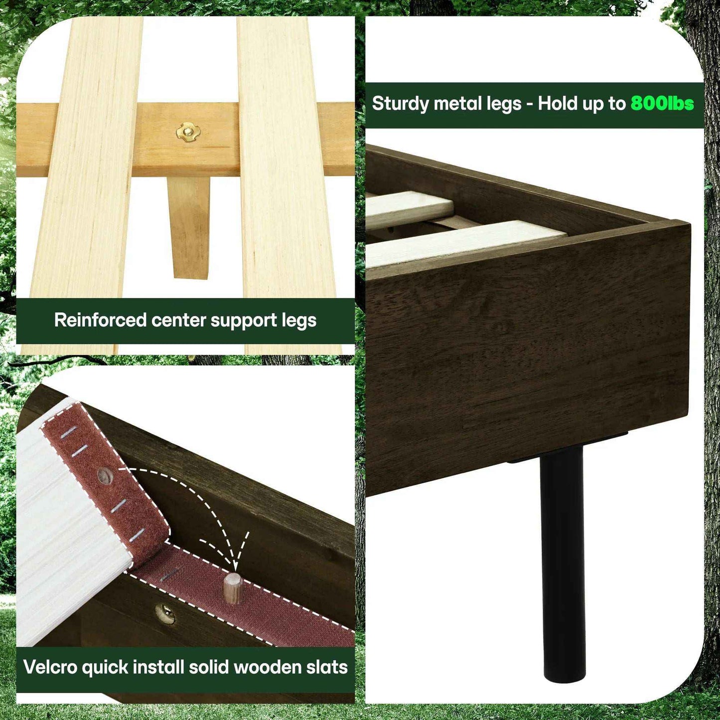 Acacia Solid Wood Bed Frame - Alander Deluxe Platform Bed